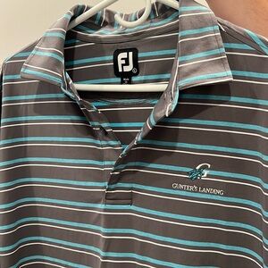 Foot joy polo Gunter’s Landing Golf Course. Color is teal and dark grey.